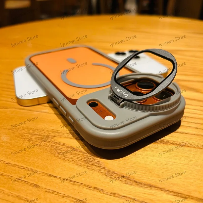Capa Transparente Magnética Para Iphone 17 (cinza) Com Suporte Magsafe, Resistente A Impactos.