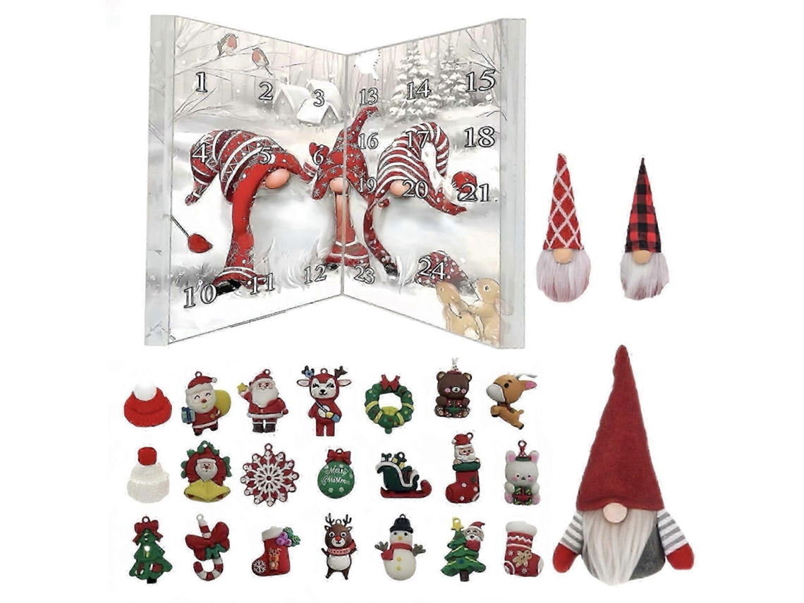 Calendário Do Advento Com Duendes De Peluche E Pingente
