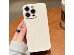 Capa Magsafe Para Iphone 13 Pro - Silicone Líquido Com Cor Sólida | Magnética - Branco Antigo