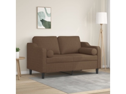 Vidaxl Sofá 2 Lugares + Almofadas Decorativas 120 Cm Tecido Castanho
