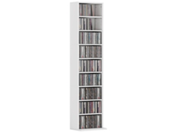 Prateleira de Cds com 6 Prateleiras Ajustáveis. Capacidade para 260 Cds/120 Dvds. 33x24x140 Cm. Branco Ge