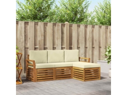 Vidaxl Conjunto De Sofás Para Exterior 4 Unid. Natural E Creme