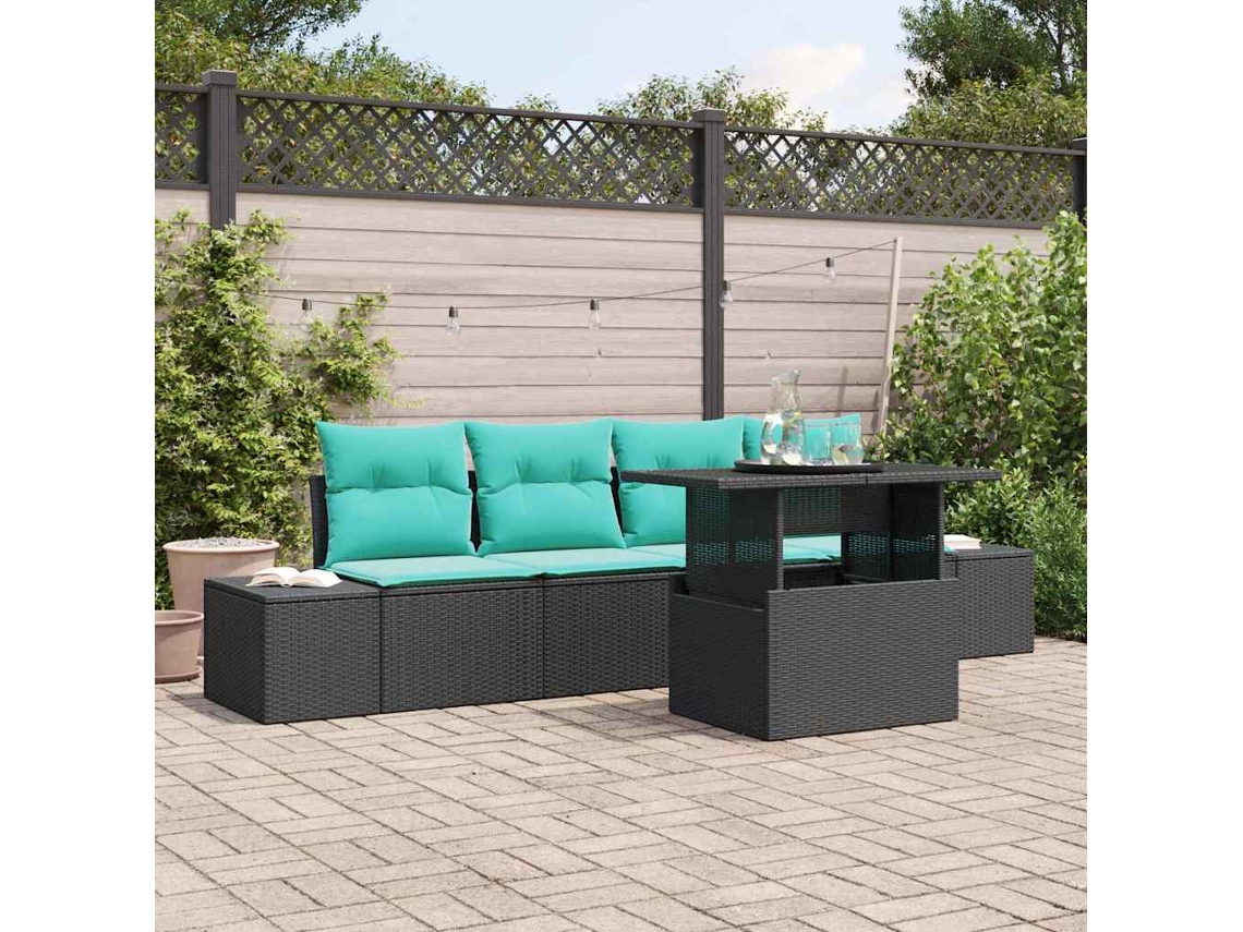 Vidaxl Conjunto De Sofás 5 Unid. 4-número De Lugares Preto E Azul