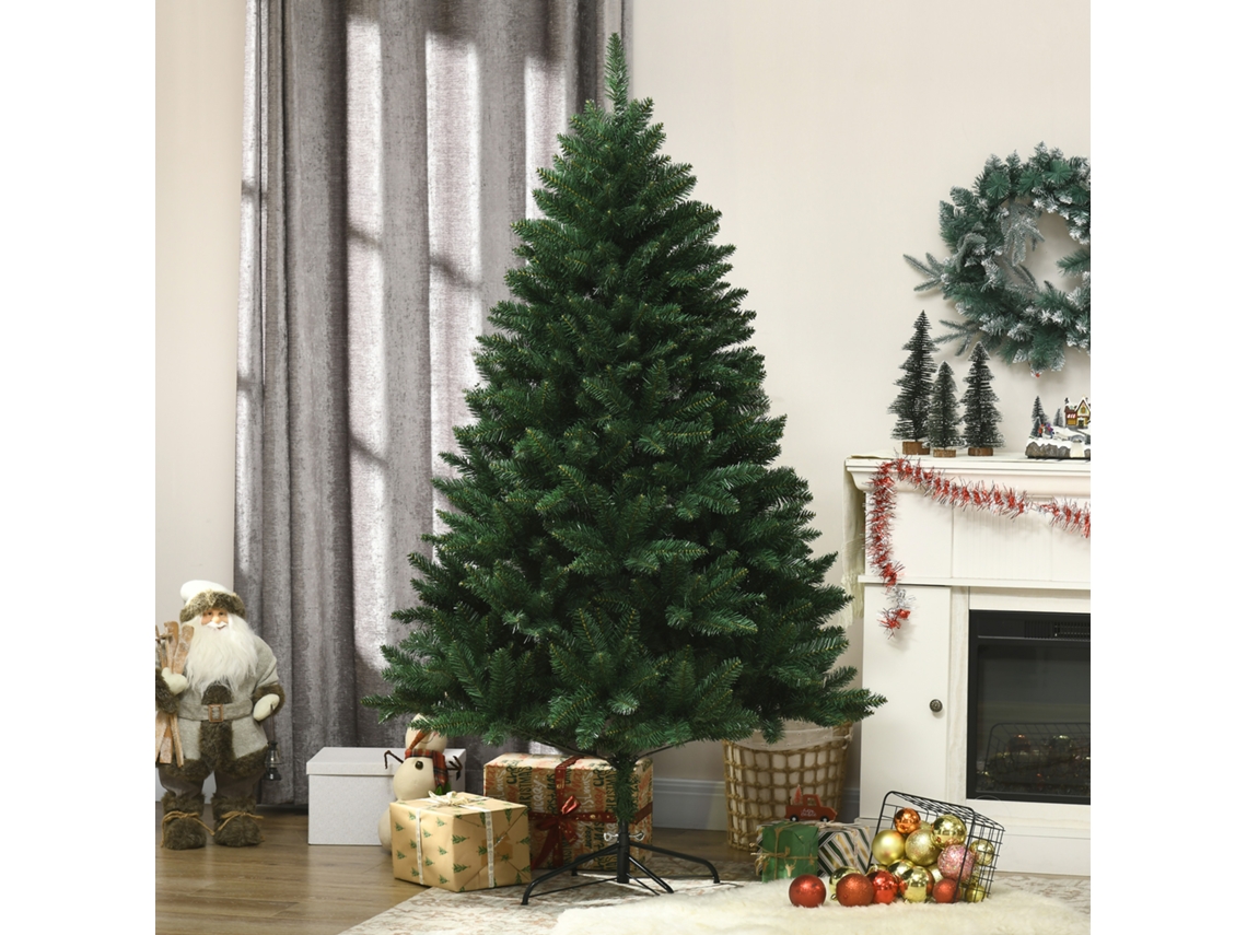 Árvore de Natal artificial de 180 cm com 800 galhos e base de metal, verde.