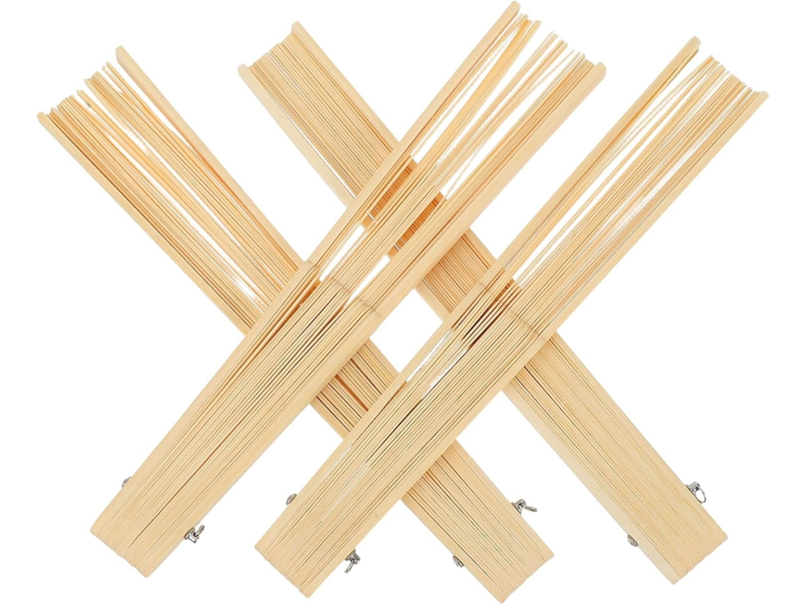 Quadro De Ventilador Flexível Japonerie Em Bambou Bege 4pcs Léger Et Portátil Para Créations Diy Decoração