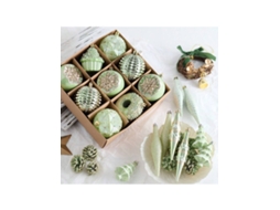 Caixa De Presente De Bola De Natal Verde, Conjunto De 9 De 8cm Igvtrade (526 10)