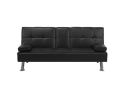 Sofá-cama BELIANI Roxen de Pele sintética Preto 168x81x77