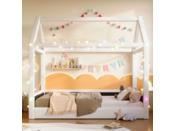 Beliche Diurno 90x200cm Casa, Led, Usb c, Gavetas, Prateleiras, Base, Sem Colchão, 120kg, Bege KOMHTOM