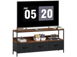 Móvel para TV CHEZMOI até 55 polegadas com 3 gavetas, pés de aço, 120x29x56cm, marrom rústico
