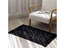 Tapete Decorativo Boho Com Pompons Lavável, 60x90 Cm, Base Estável