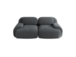 Sofá loveseat em veludo, modular, com braços curvados, antiderrapante, almofadas elásticas, cinza ORBITRA COMMERCE