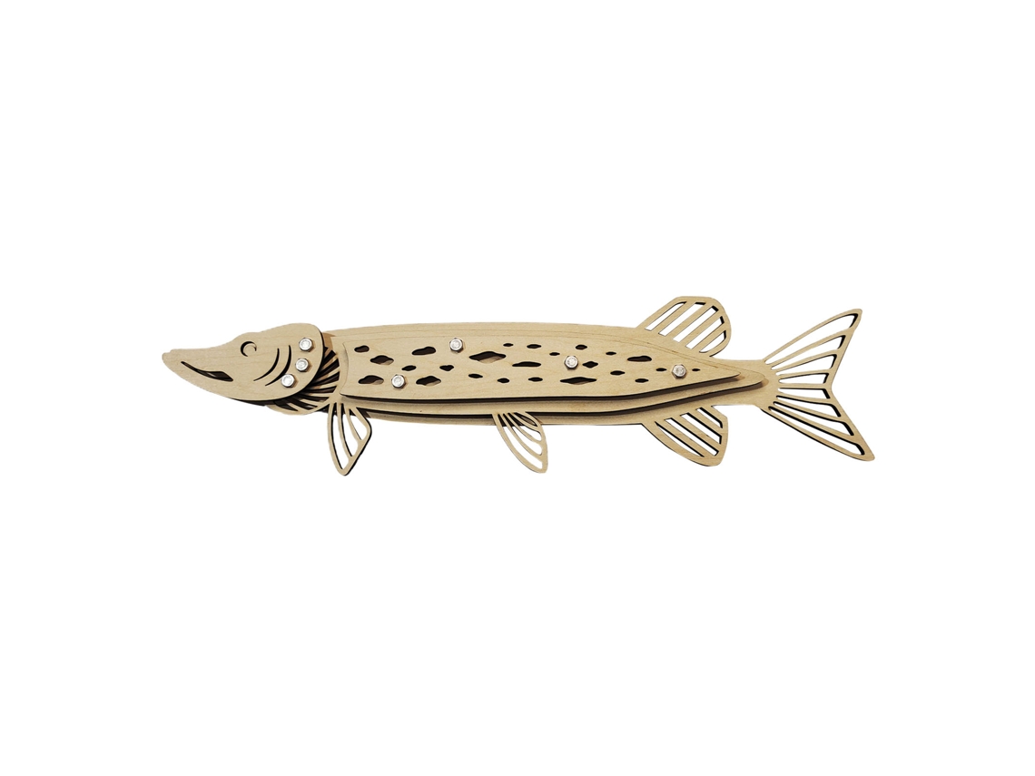 Pendente Artesanal Peixe Madeira Decorativo 3d