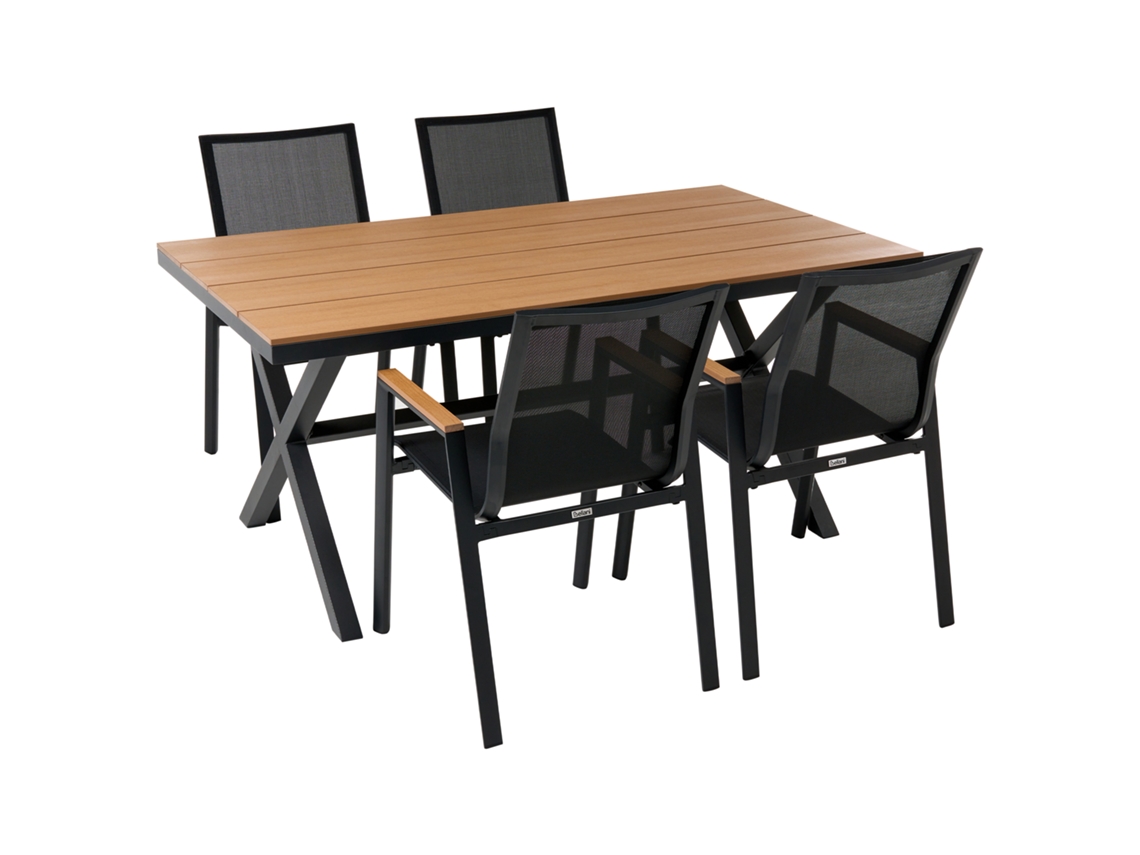 Conjunto De Refeição De Jardim Para 4 Pessoas Beliani Tiano De Alumínio Preto 160x9x73