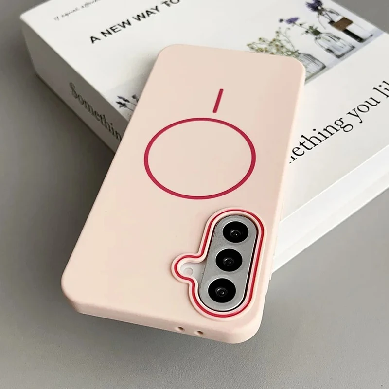 Capa Magnética Fosca Para Celular Samsung (galaxy S26 Rosa), Compatível Com Carregamento Sem Fio.