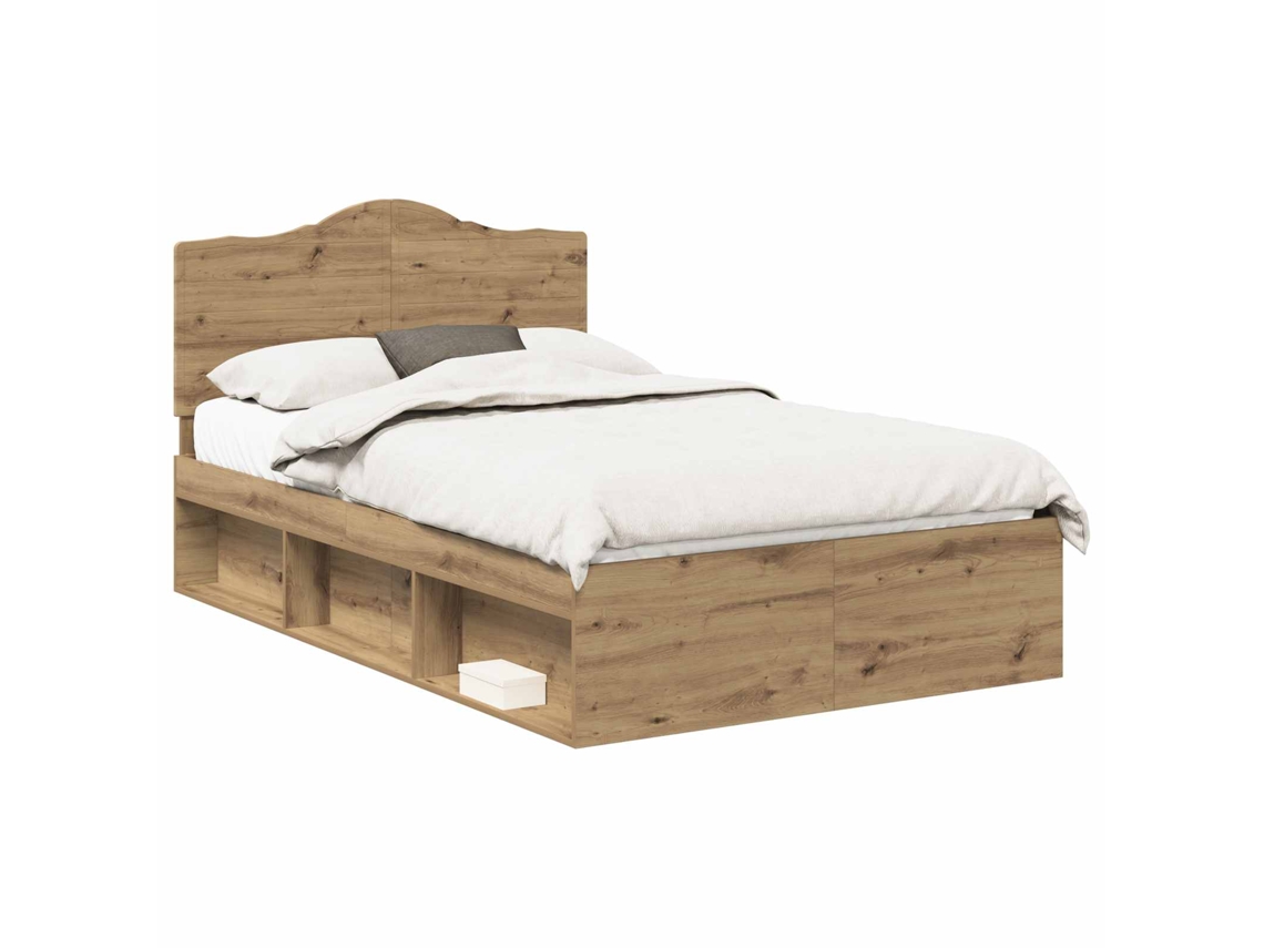 Estrutura da Cama com Cabeceira Carvalho Artesanal 135x190 cm MAISON EXCLUSIVE