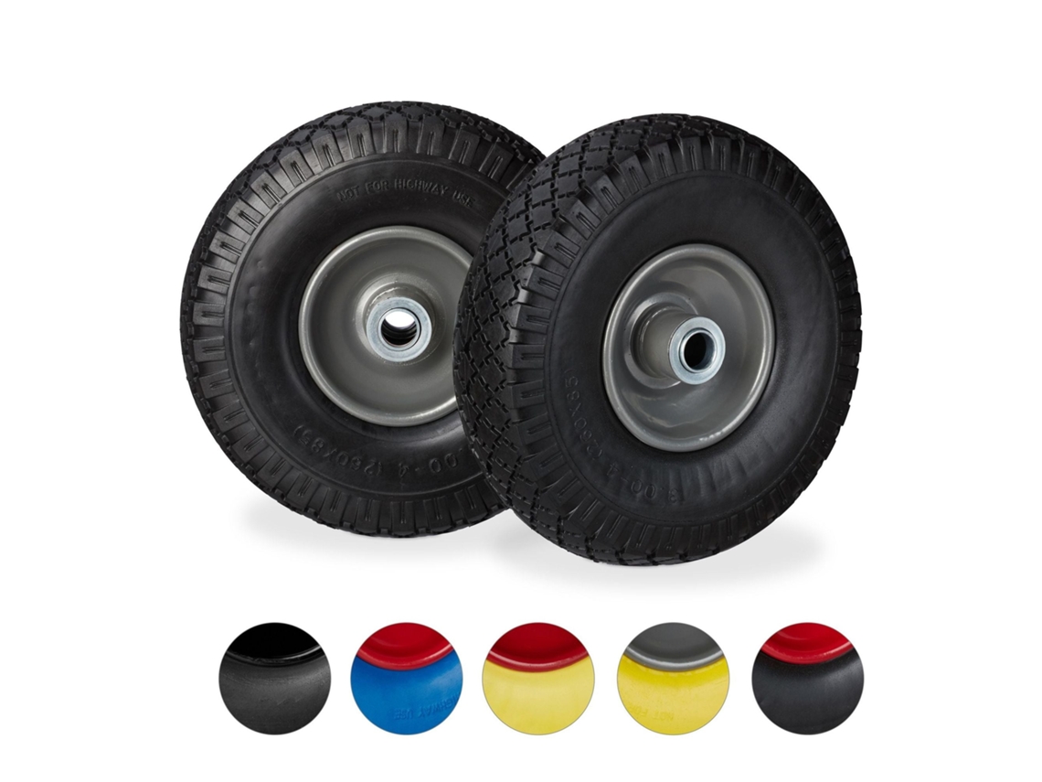 Conjunto de 2 Rodas Maciças em Pu para Carrinho De Mão Antifuro