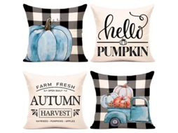 2026-capas De Travesseiro Linjou Conjunto De 4 Decoração Rústica Outono Acessórios Para Casa Abóbora Thanksgiving 18x18polegadas