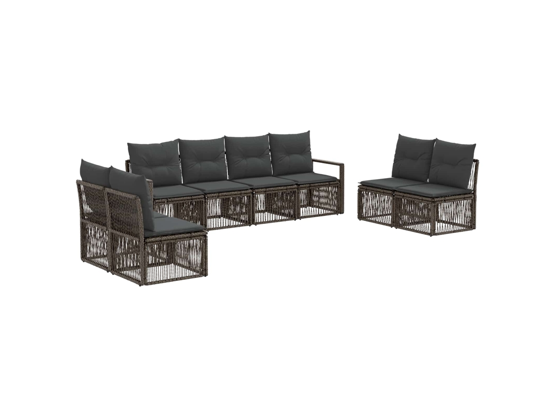 Vidaxl Conjunto De Sofá De Jardim 8 Pcs Cinzento Vime Pe