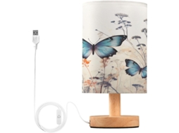 Abajur De Cabeceira Led Com Flores E Borboletas, Portas Usb, Luminária De Mesa, Luminária De Leitura, Luminária De Mesa