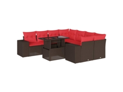 Conjunto de Sofá de Jardim com 9 Peças e Almofadas em Rattan Sintético Marrom MAISON EXCLUSIVE