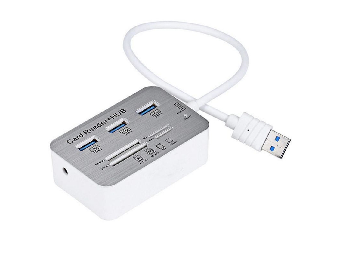 2026 leitor de Cartões 7 em 1 com Hub Usb 3.0 3 Portas, Adaptador Sd/micro Sd/ms/mmc/m2/tf para Pc