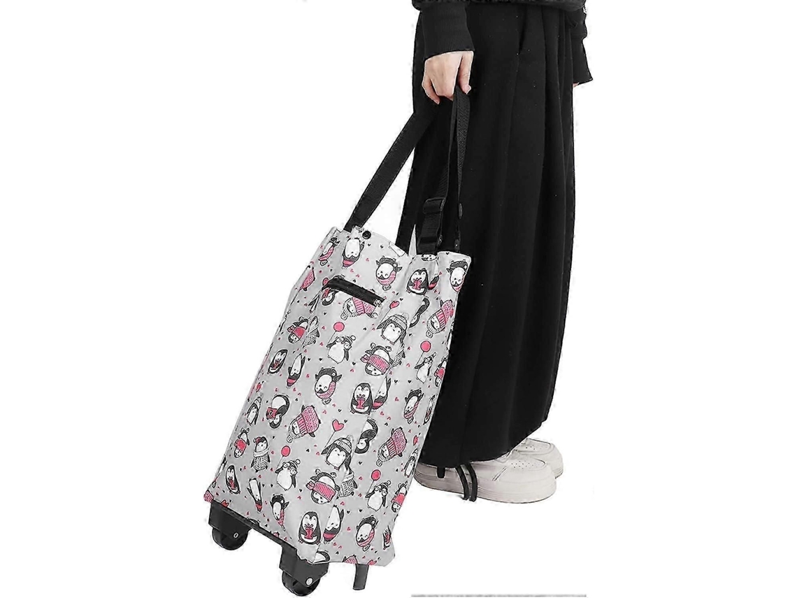 Sacola de Compras Dobrável com Rodas, Carrinho Dobrável para Compras, Uso Doméstico e para Idosos. GOKOCO