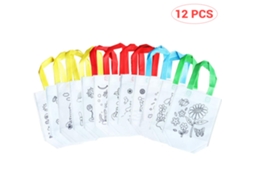 Mali 12 Sacolas Diy de Pintura para Crianças Bolsas de Mercearia Não Tecido Artesanato Festas
