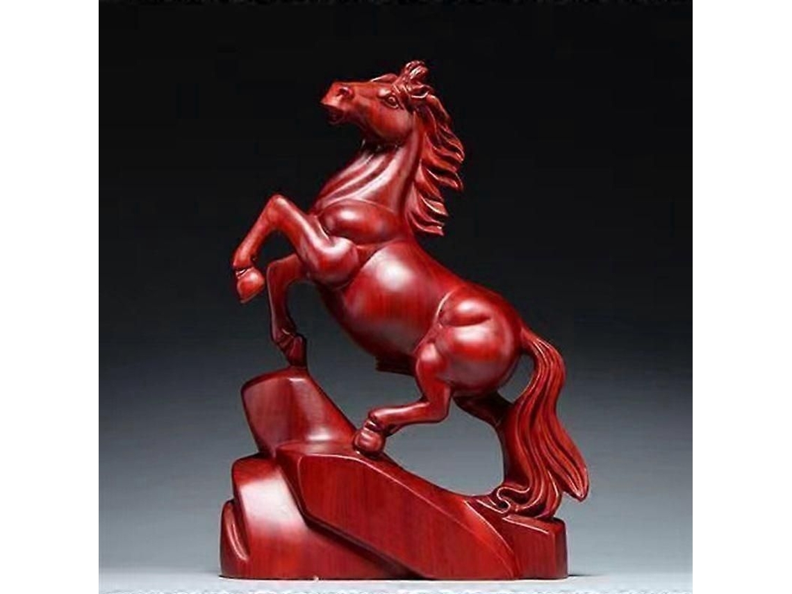 2026 figura de Cavalo em Madeira 14 Cm Estátua de Cavalo Gravada À Mão Decoração para Lar e Presente Único