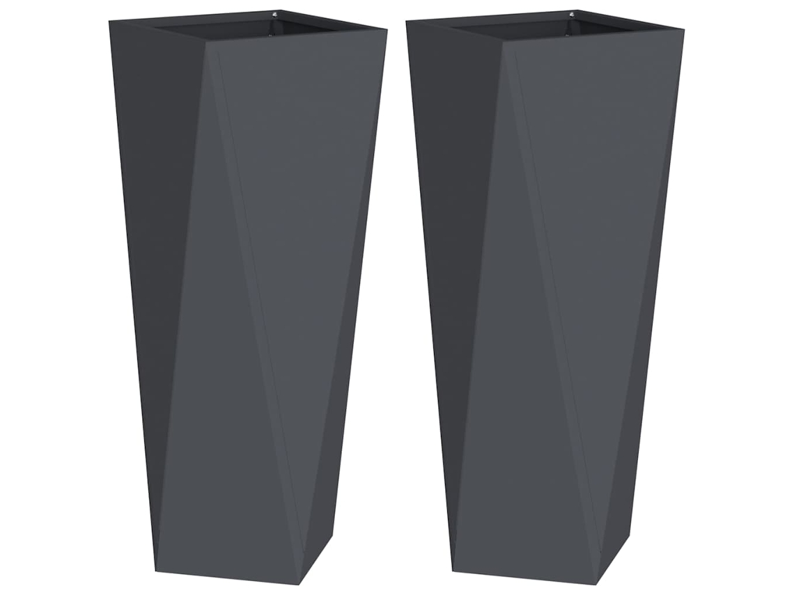 Floreira 2 Pcs Antracite 30 X 30 X 75 Cm Aço Vidaxl