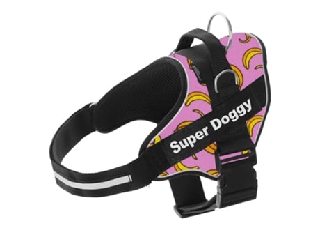 Arnês Personalizado para Cães Estampa Banana Rosa SUPER DOGGY