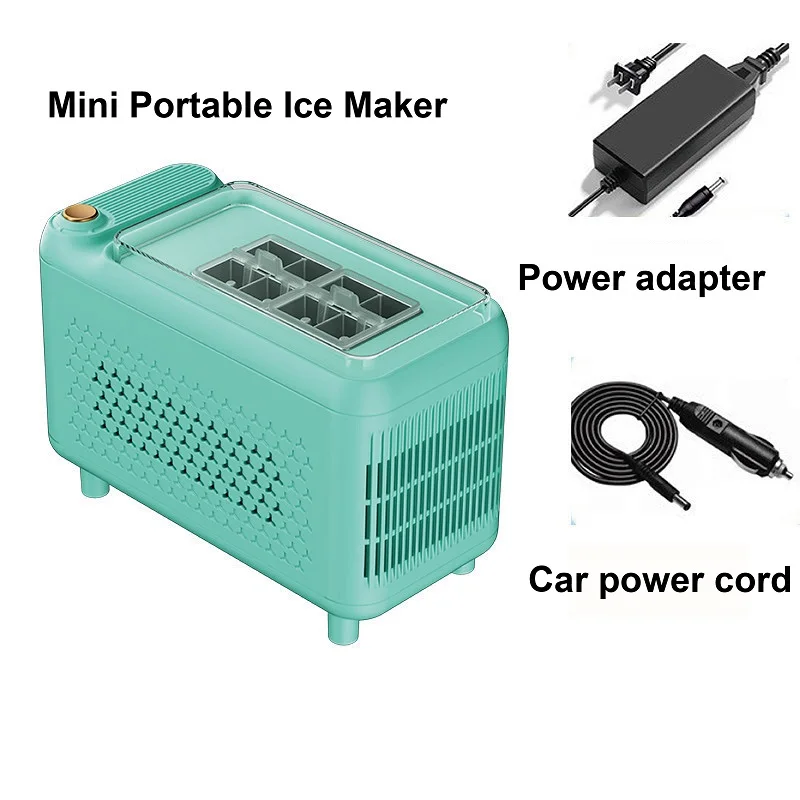 (verde, 2 Tipos De Cabo De Alimentação) Máquina De Gelo Compacta E Portátil, Adequada Para Residências, Escritórios, Trailers, Etc.