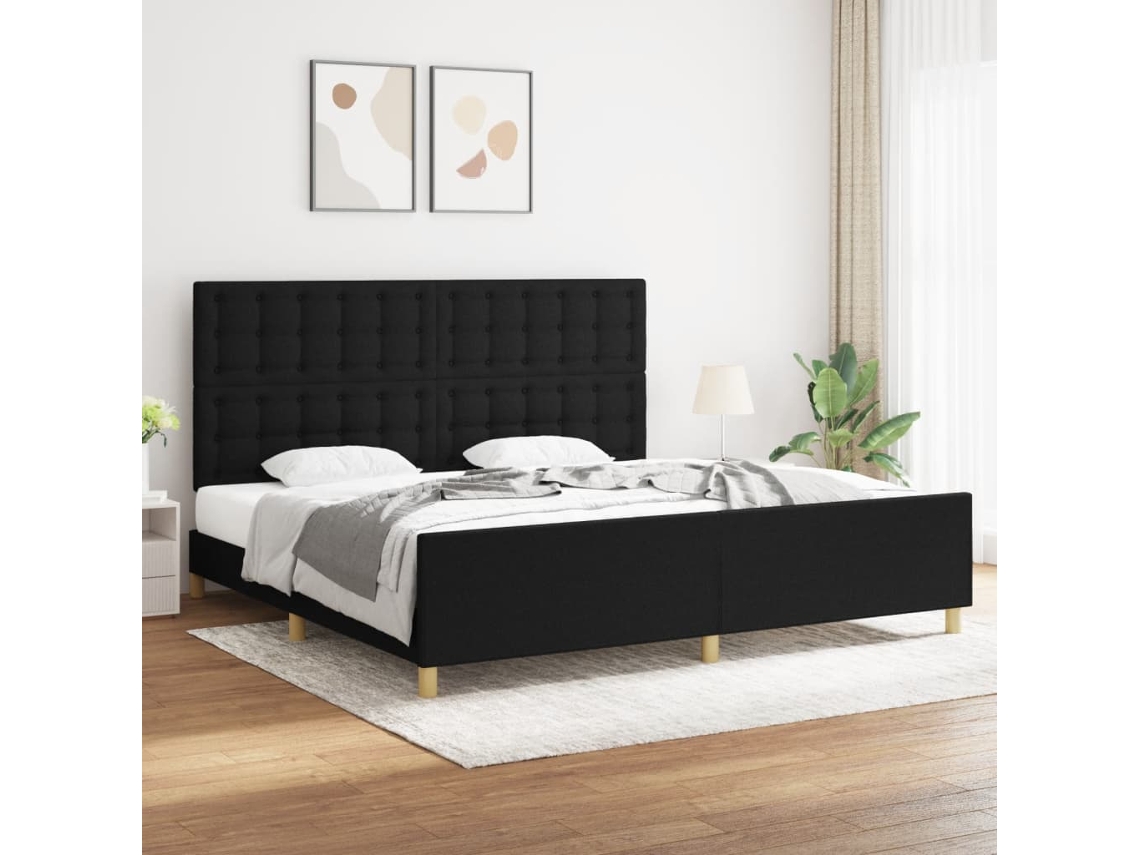 Estrutura De Cama Sem Colchão 200x200 Cm Tecido Preto