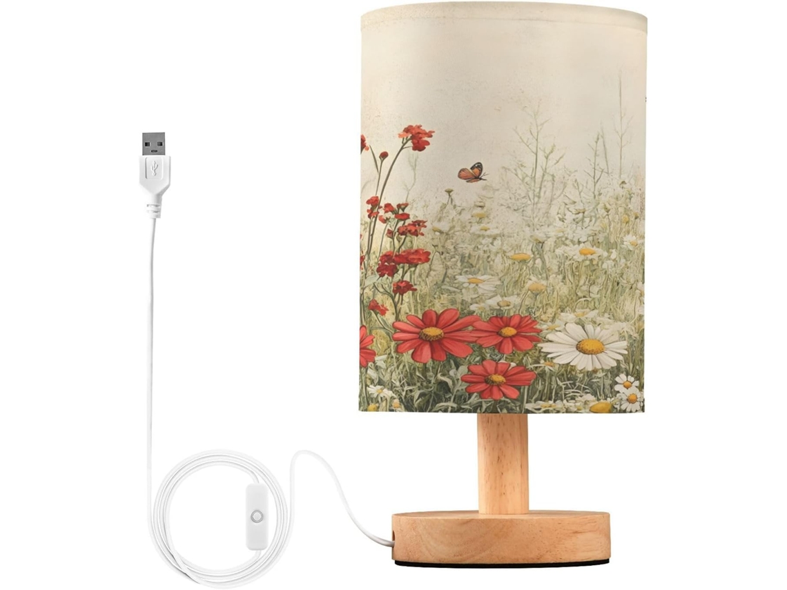 Abajur De Cabeceira In Format Borboleta Margarida Para Quarto, Com Portas de Regamento USB C, Luminária De Mesa
