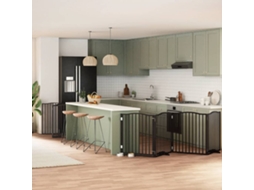 Vidaxl Portão P/ Cães Com Porta Dobrável 12 Painéis 960 Cm Álamo Preto