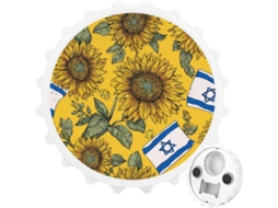 Ímã De Geladeira Em Aço Inoxidável Com Desenho Girassol E Bandeira Israel, Branco, 2 Unidades