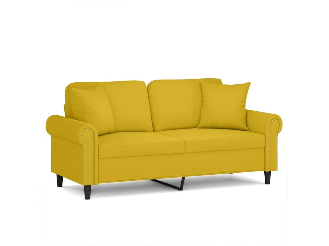 Maison Exclusive - Sofá 2 Lugares C/ Almofadas Decorativas 140 Cm Veludo Amarelo