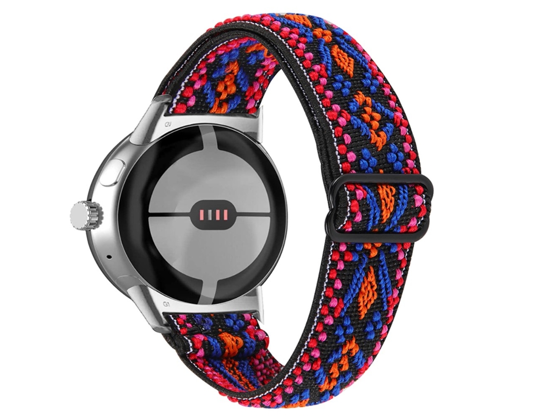 Bracelete de Tecido Trançado Respirável Trançado Ajustável com Adaptador Prateado para Google Pixel Watch 54