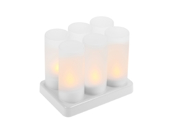 Velas led sem chama recarregáveis com base de carregamento luz amarela copo esfumaçado velas de chá S/MARCA