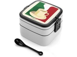 Marmita Bento De Dois Andares Com A Bandeira Italiana, 1000ml, Empilhável, À Prova De Vazamentos, Com Colher, Recipiente