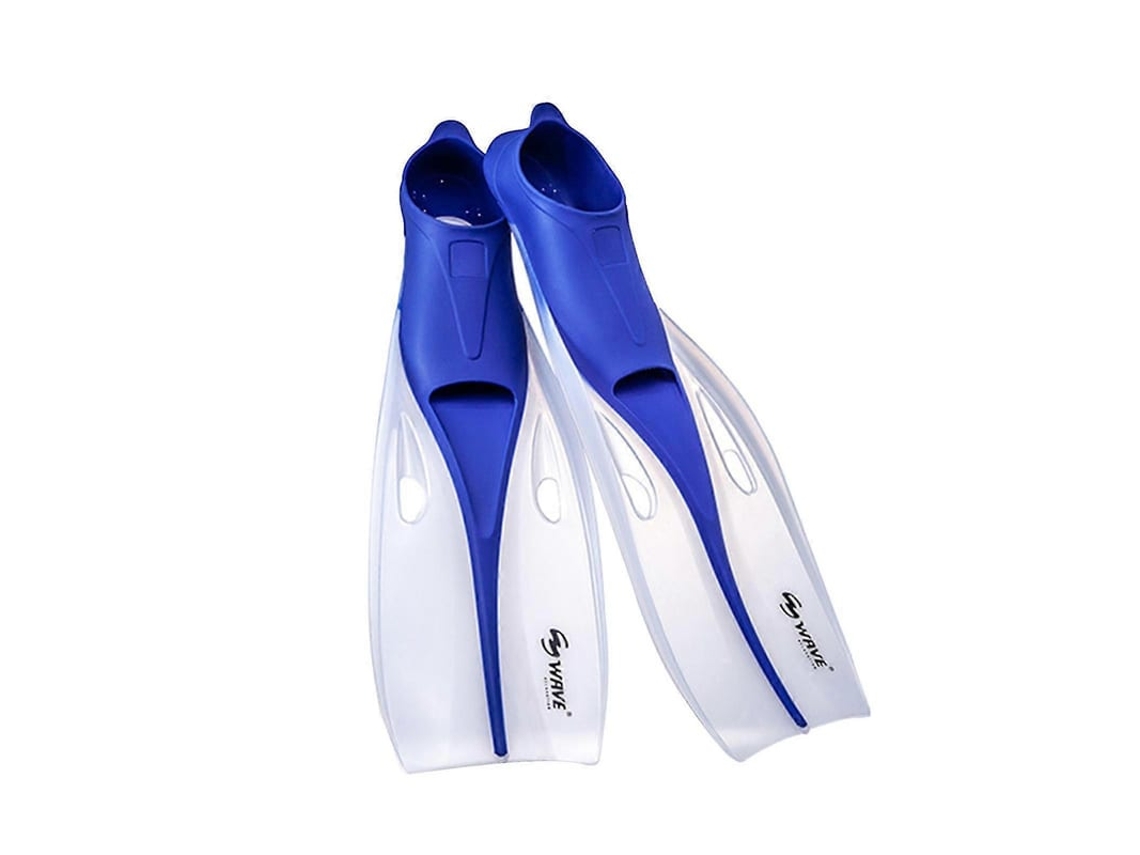 Aletas De Mergulho Full Foot Para Natação E Snorkeling Sem Cintos 4 Tamanhos L Azul Real Transparente