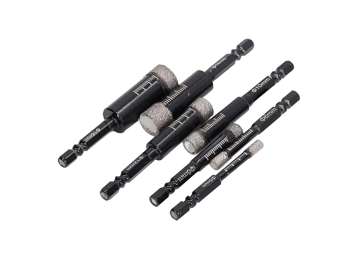 Conjunto De 7 Brocas Diamantadas Com Encaixe Hexagonal Para Perfuração