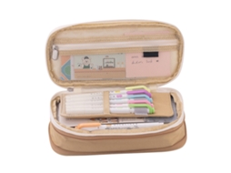 Estojo de Lápis de Grande Capacidade com Duas Camadas e Zíper para Escola Escritório Armazenamento em Tela Resistente Ao Desgaste | S/MARCA