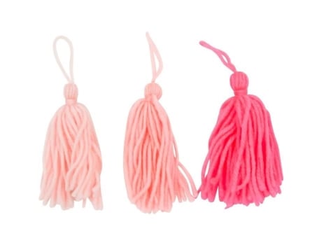Pompom de borla de lã rosa Camaieu 8cm 3 peças Rosa