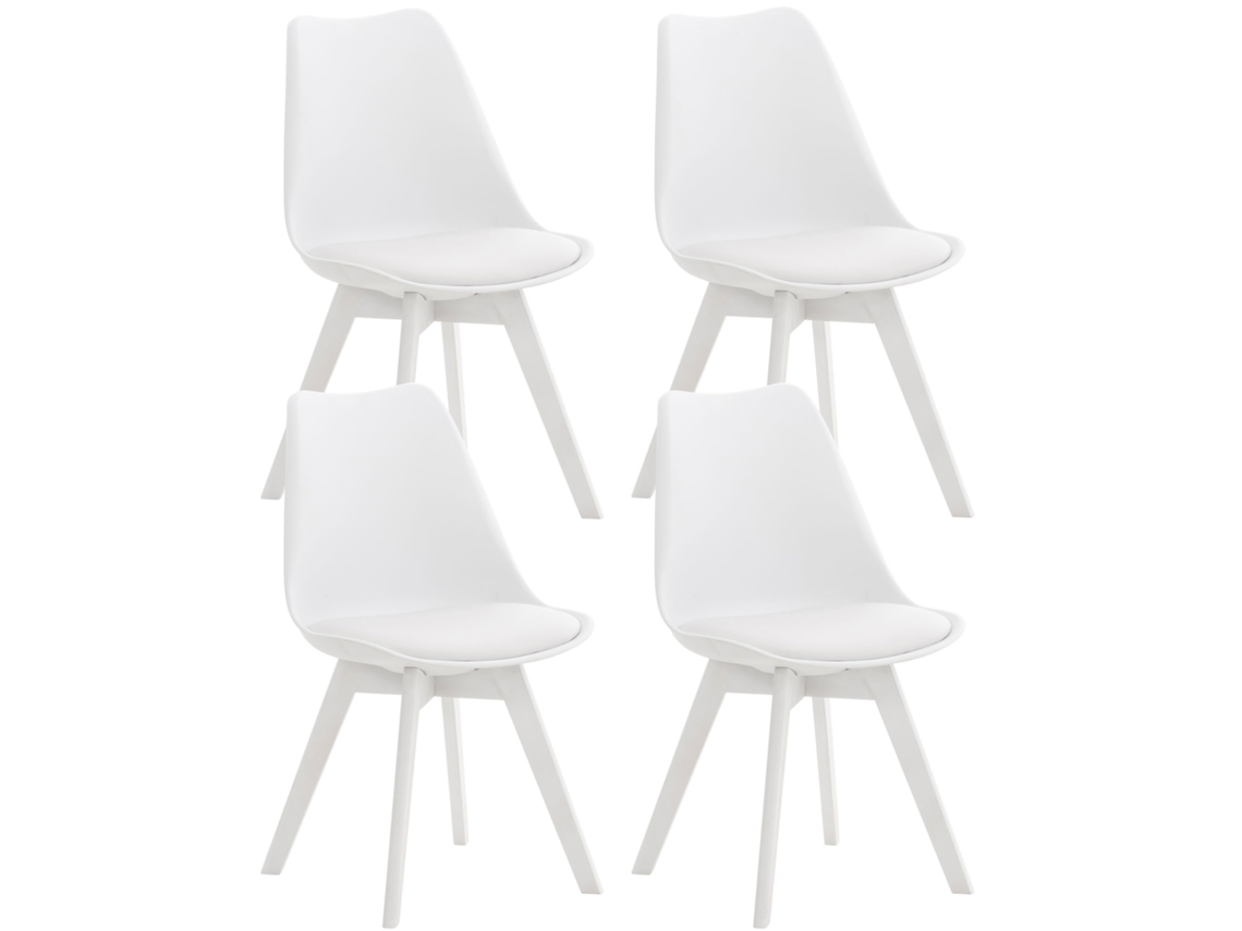 Conjunto de 4 cadeiras de jantar Linares branco/ branco./plástico CLP
