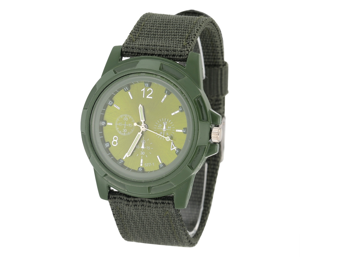Relógio de Pulso Analógico Eletrônico Militar com Pulseira de Nylon Verde Exército