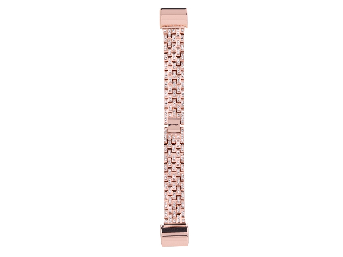Pulseira de substituição para Fitbit Charge 2, aço inoxidável com strass, pérolas e diamantes EOOCOO