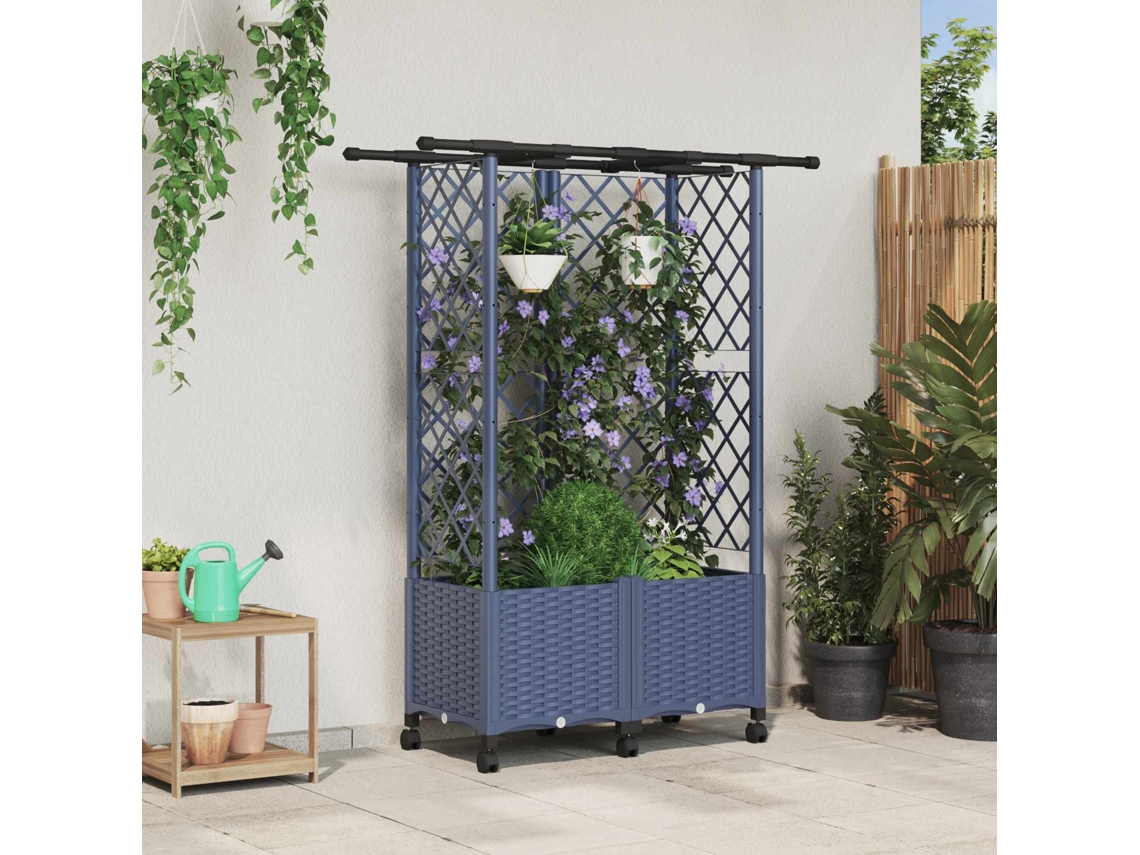 Vidaxl Cama Elevada Com Treliça E Telhado Cinzento 124 X 40 X 142 Cm