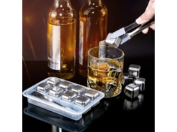 Conjunto de 8 Cubos de Gelo Reutilizáveis ​​em Aço Inoxidável 304 para Resfriar Uísque e Vinho Ideal para Festas e Bares MDUG