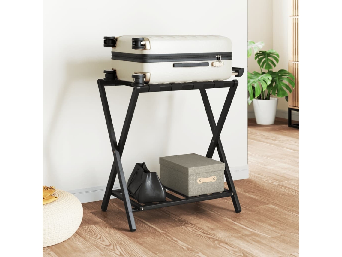 Vidaxl Suporte De Bagagem 68x38x58 Cm Bambu Preto
