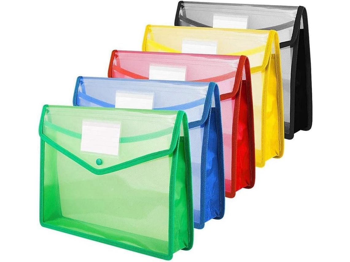 Pasta Expansível Para Documentos, Tipo Envelope, Em Plástico Transparente Com Fecho De Pressão E Com Gokoco